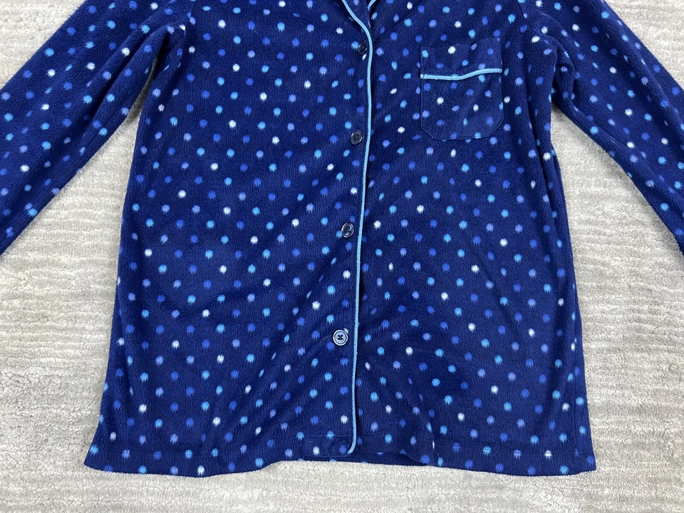Camisa de pijama de manga larga a lunares azul pequeño de Ellen Tracy Top para mujer Foto 3 de 4