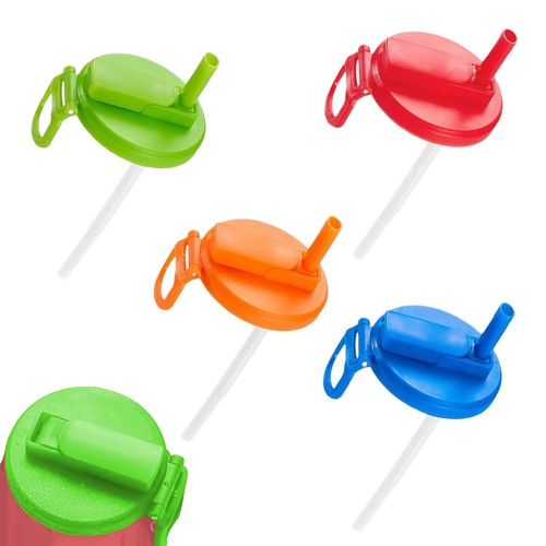 Reusable Beverage Can Lid Cap Covers w Silicone Straw Soda Soft Drink Snaps Top