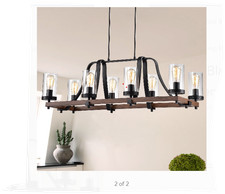 251 First Fulton Black Iron Eight Light Minimalist Chandelier For