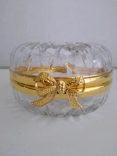 Vintage Crystal Candy Jar  With Golden Rim Design