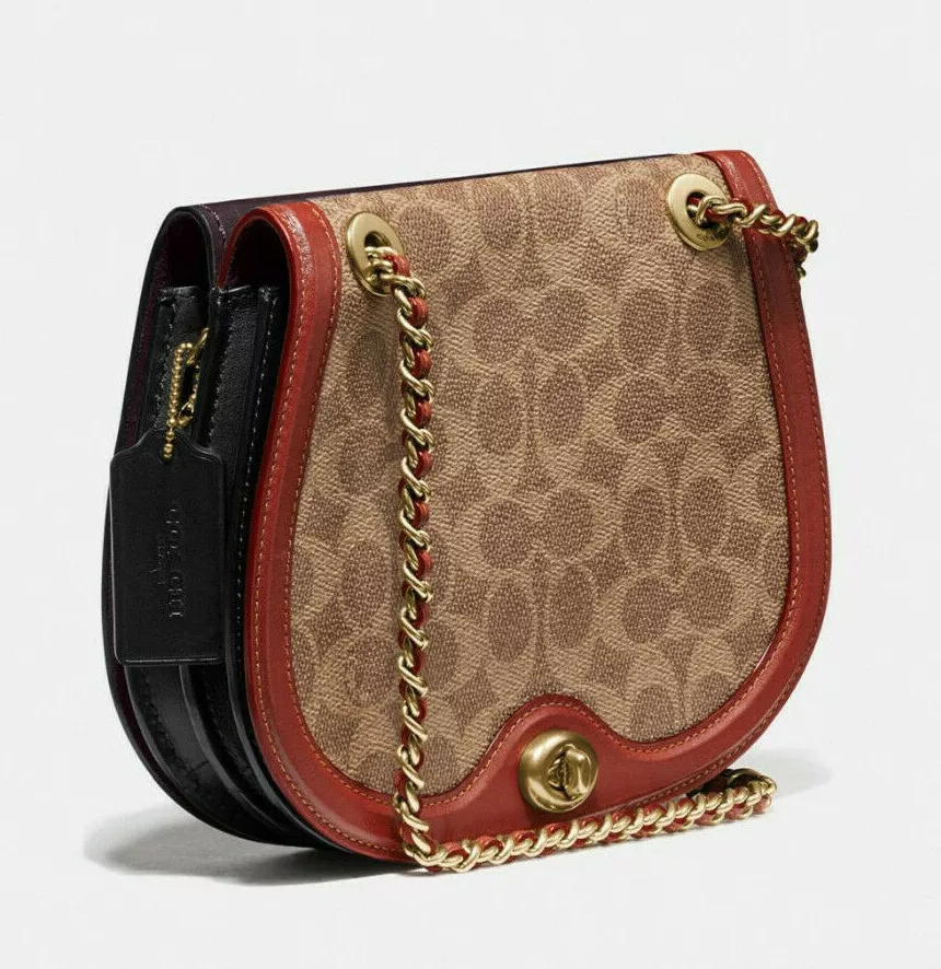 Coach parker saddle bag in Leather signature canvas Two sided