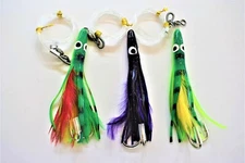 3 PIeces 4.5" Rigged Tuna Clone Feather Trolling Fishing Lures 