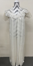 Vintage Spotlight Shimmering Ultra Sheer Chiffon Peignoir Robe Small Nylon Lace
