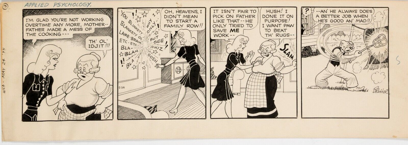 5-24-1944 Winnie Winkle Comic Strip Original Art by Martin Branner Oryginalna gwarancja, standard