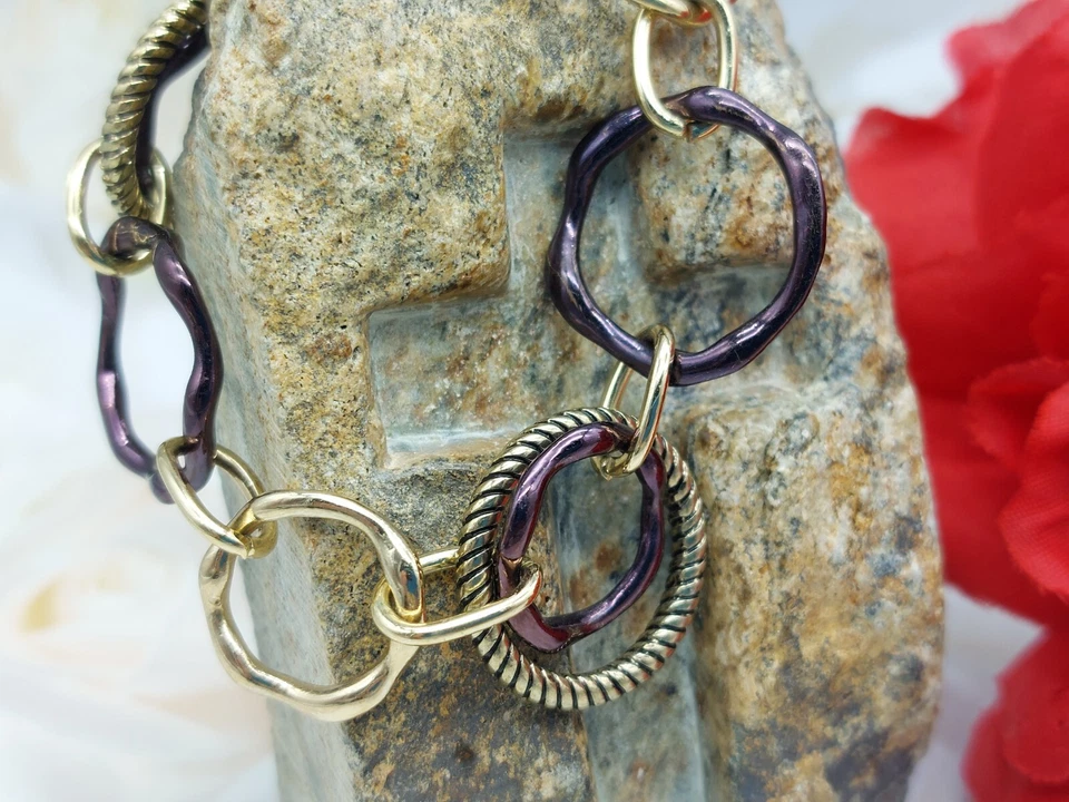 Hermosos eslabones circulares firmados Dana Bushman tono dorado y bronce varios tamaños 7" Foto 3 de 4