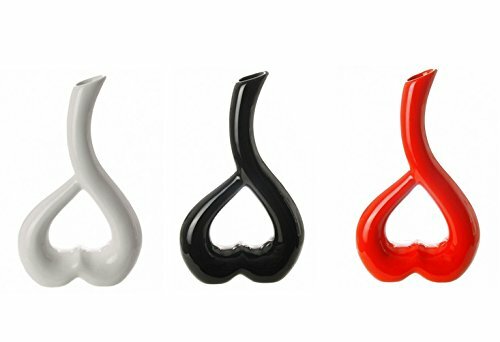 HEART SHAPED BUD VASE CURVED ELEGANT MODERN SHAPED BLACK WHITE GLOSSY CERAMIC - Picture 1 of 7