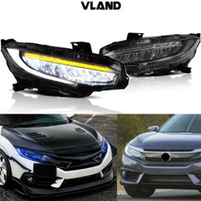 LED Reflection Bowl Headlights for 2016-2021 Honda Civic Projector W/Sequential