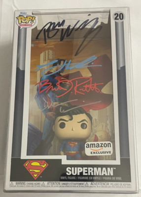 Funko Pop Comic Cover Superman 20 Signed by 4 Superman Actors COA