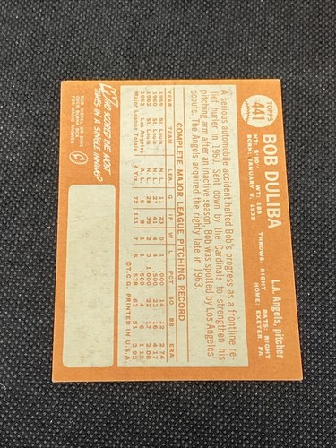Bob Duliba Angels Signed Auto Autographed 1964 Topps Card #441 ~ COA - Picture 5 of 6