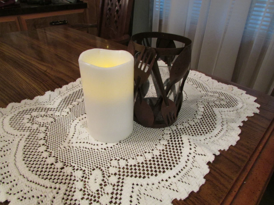 Batería VELA con HORQUILLA Y CUCHARA SOPORTE METÁLICO inserto cristal transparente (apagado E) Foto 4 de 4