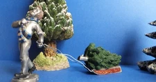 Hudson Pewter Villagers ~ ROGER  ~ BOY PULLS A CHRISTMAS TREE ON SLED  #5252