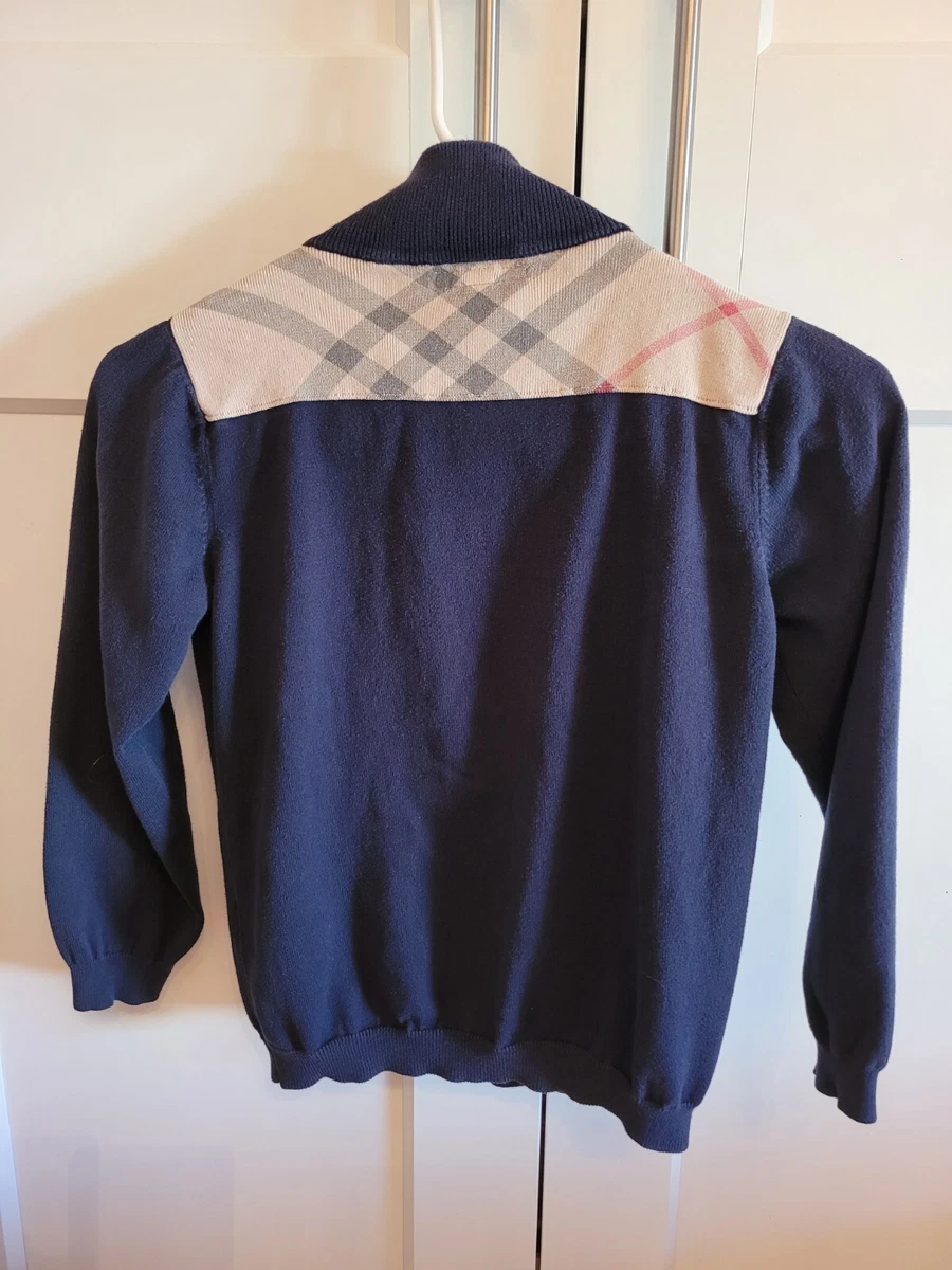 navy blue Burberry cardigan w/ signature Nova check size 10Y