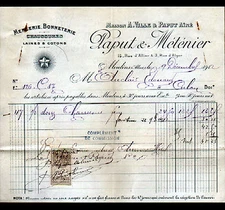 MILLS (03) HABERDASHERY HOSIERY & SHOES "PAPUT & METENIER" invoice in 1912