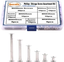 120pcs Binding Screws Posts Phillips Chicago Screw Assortment Kit for Scrapbook
