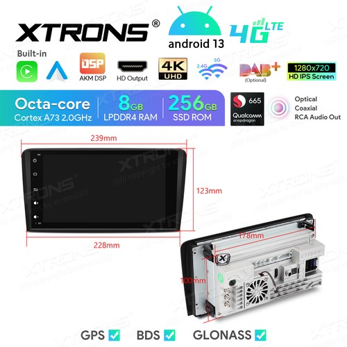 8" Android 13 Autoradio 8G 256GB 4K HDMI LTE 4G WiFi GPS Navi Für Audi A3 8P S3 - Bild 13 von 14