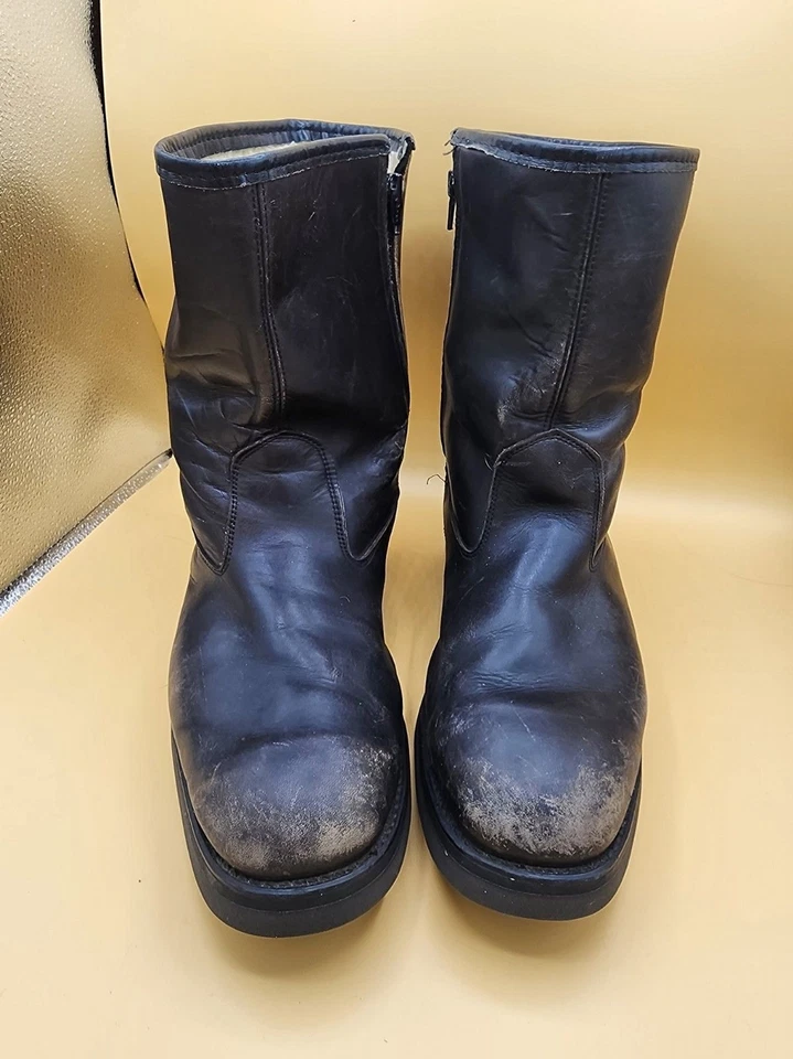 De Colección Field & Stream Botas Aisladas de Cuero Negro Cremallera Lateral Puntera Almendra Hombres Talla 10EE Foto 3 de 4