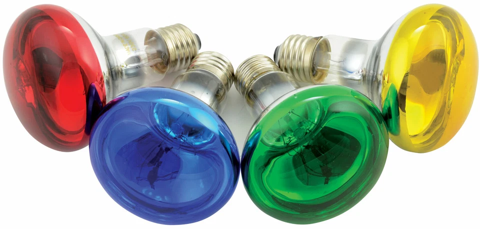 RED BLUE GREEN YELLOW 60W R80 Coloured Reflector Disco Spot Light Bulb ES Screw - Image 2 of 3