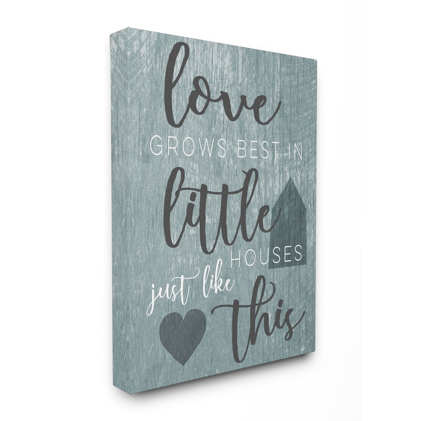Stupell Love Grows Best Grey Illustration Stretched Canvas