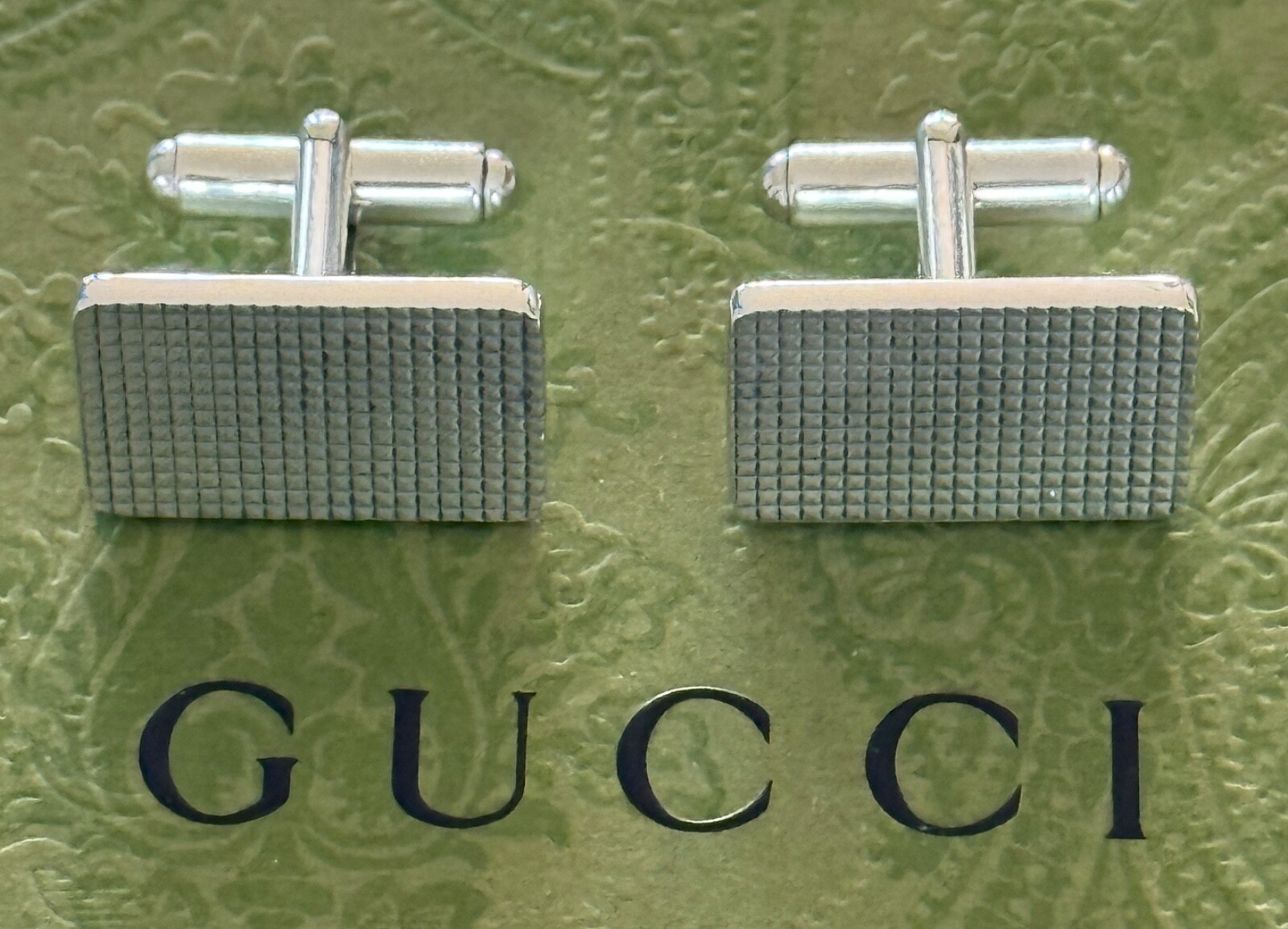Gucci  Rectangular Cufflinks Textured   Sterling … - image 3