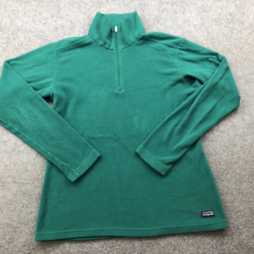 Patagonia Pullover Mens Medium Green Solid Sweater Fleece 1/4 Zip Pockets