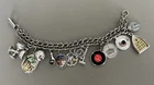 Vintage Sterling Silver Charm Bracelet And 13 Charms Religious Birthday Rings