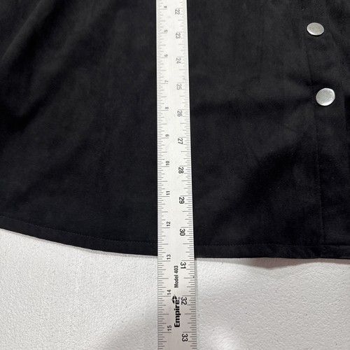 Forever 21 Faux Suede Fit Flare Snap Front Mini Dress Black Plus Size 3X Stretch - Picture 12 of 13