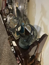 SPI Dolphins Sculpture Brass with Marble Base Dolphins in Seagrass