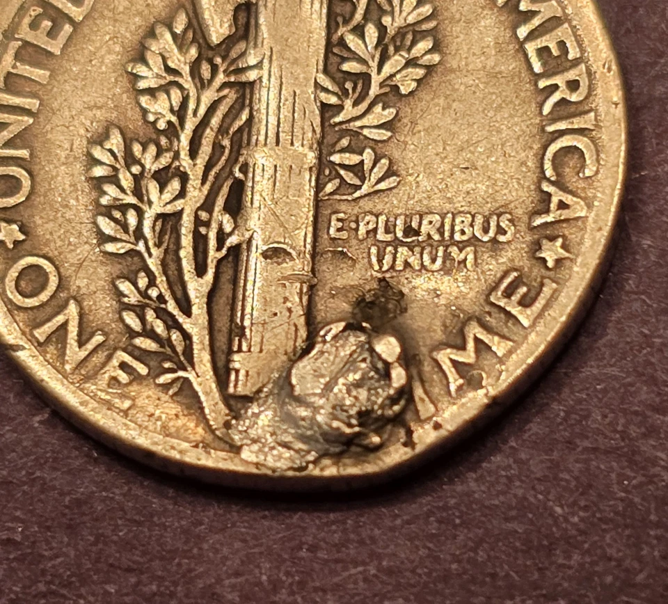 1942 Erro 90% Prata Liberdade Moeda de Mercúrio Ambos os Lados, Grandes e Grossos Cuds - Imagem 4 de 4