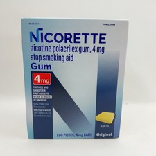 Nicorette Nicotine Gum Stop Smoking Aid 4mg, Original Flavor 200 Pieces