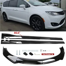 Front Bumper Lip Spoiler Splitter Body Kit+ Side Skirt For Chrysler 300