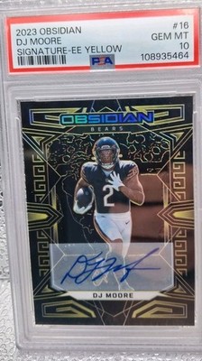Dj Moore 2023 Obsidian Sig EE Yelow Auto Psa 10  #2/10