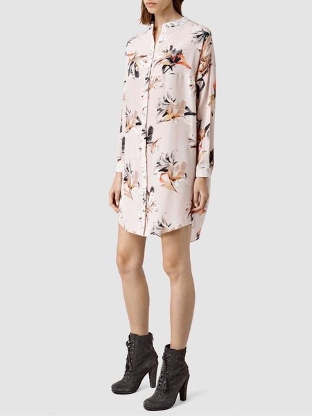 Women AllSaints Dress Beige Silk 38 / M / 46
