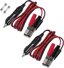 Alligator Clamp to Male Cigarette Lighter Extension Cable - 12V-24V Jumper Batte