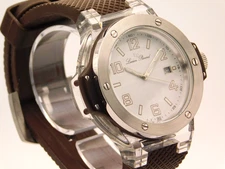 Lucien Piccard Quartz Watch w/ 43mm Screwdown Stainless Bezel 26969WH - RUNNING