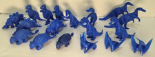 Vintage 18 Pcs. Plastic Dinosaurs Blue Marx, MPC Prehistoric Playset Mixed
