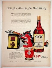 G&W Whiskey Vintage Magazine Ad 1940s Victoria Cross Blended Whiskey Print