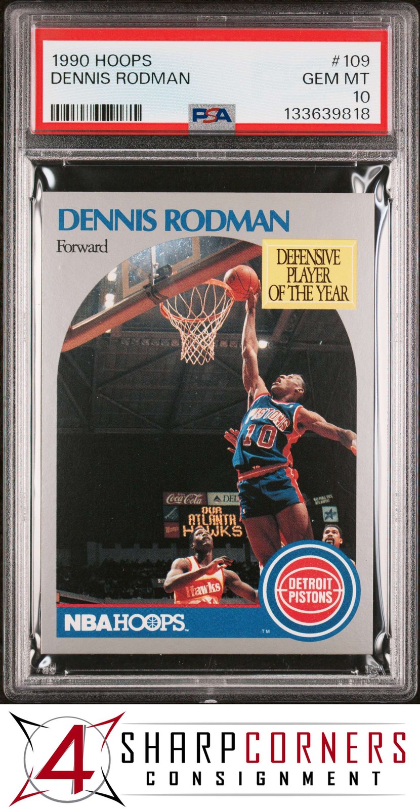 1990 HOOPS #109 DENNIS RODMAN PISTONS HOF PSA 10