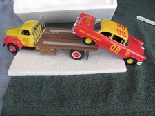 Shell Gas & Oil Die Cast 1956 Ford Car and Flatbed Truck - Early Shell Racing