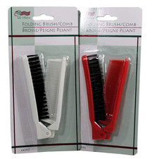 Folding Compact Travel Pocket HAIR BRUSH/COMB, 1 Red 1 White by