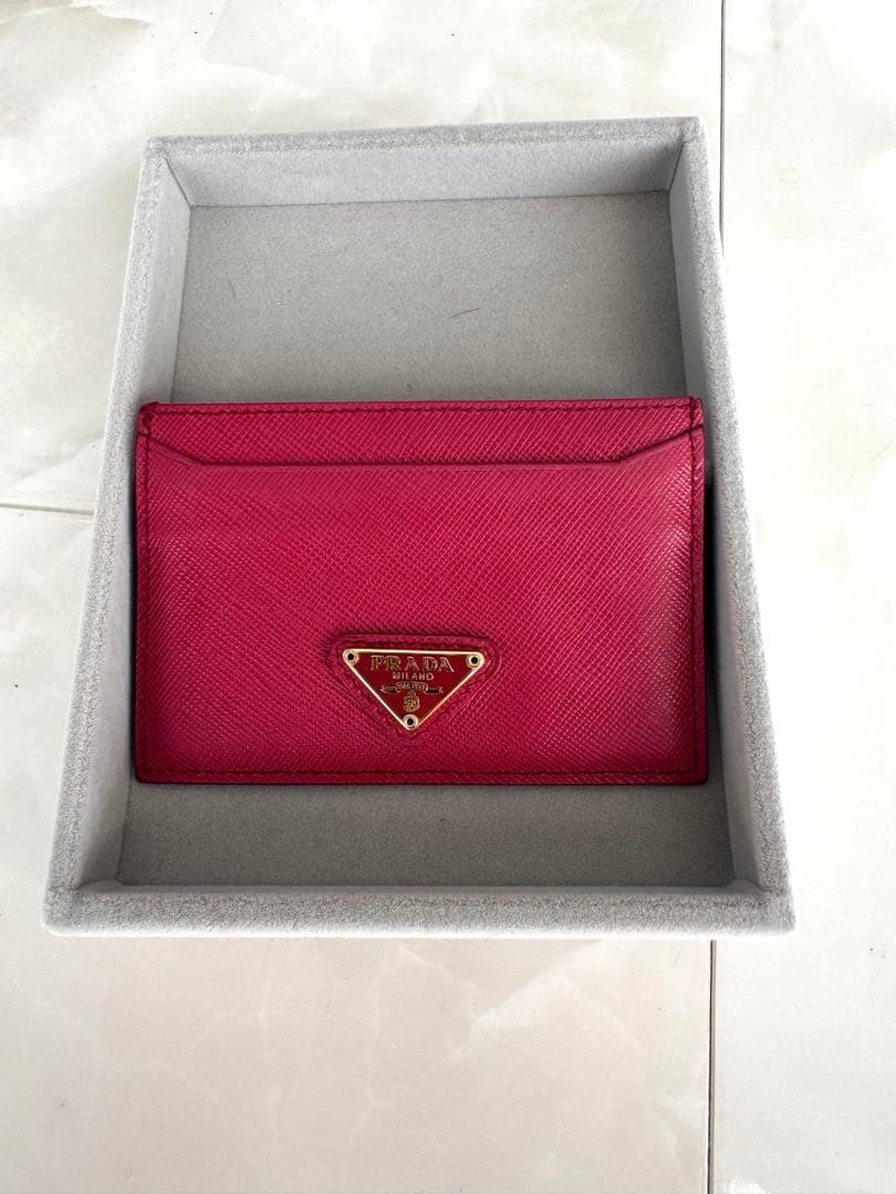 Prada Saffiano Leather Pink Card Case Business Card Holder