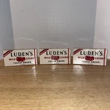 VINTAGE NEW 1980s 3 x 15 CT. BOXES LUDEN'S WILD CHERRY COUGH DROPS NOS SEALED