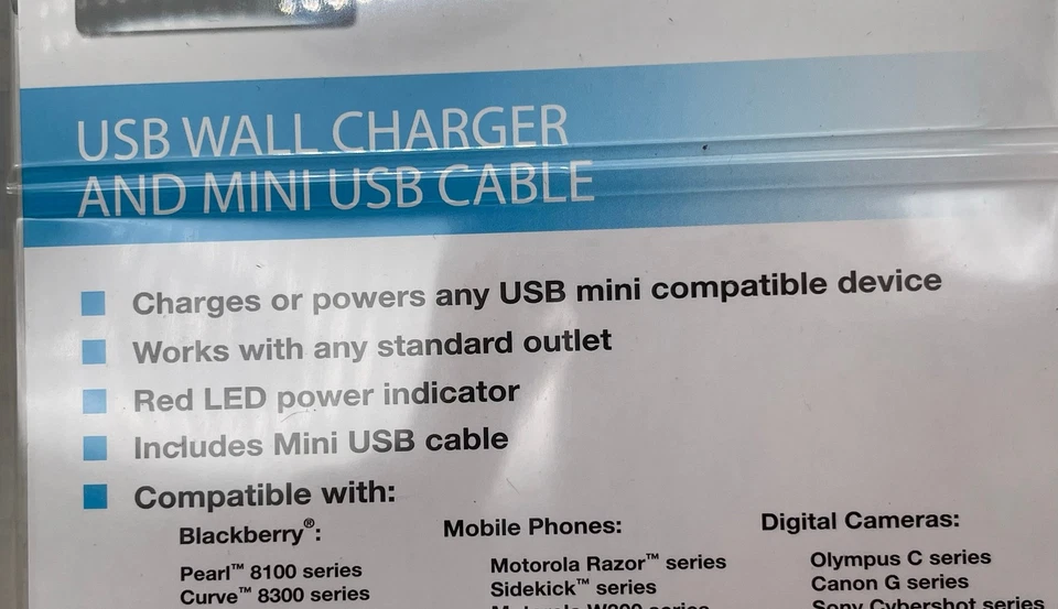 The Sharper Image TSI4305B TSI4306B Cargador de Pared USB y Mini Cable USB Lote de 80 Foto 3 de 4