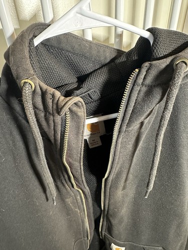 Carhartt Men's Black Thermal Mesh Lined Rain Defender Full Zip Hoodie Sz M - Picture 3 of 7