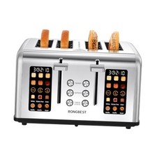 4 Slice Touch Screen Toaster with Wide Slots Stainless Steel Digital Silver