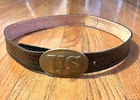 Reproduction US Civil War Leather Belt W/Brass US Buckle 40”