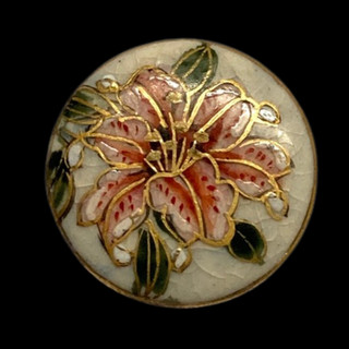 Lovely Antique Japanese Satsuma Button with Lily Floral