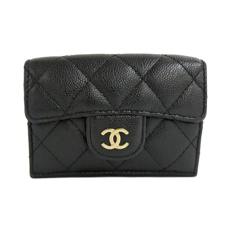 Chanel Classic Small Flap Wallet Ap0230 Quilted Caviar Leather Black