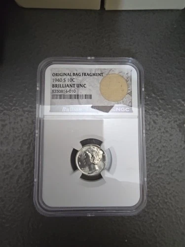 NGC 1940 S Mercury Dime Original Bag Fragment BU Bullion Plus