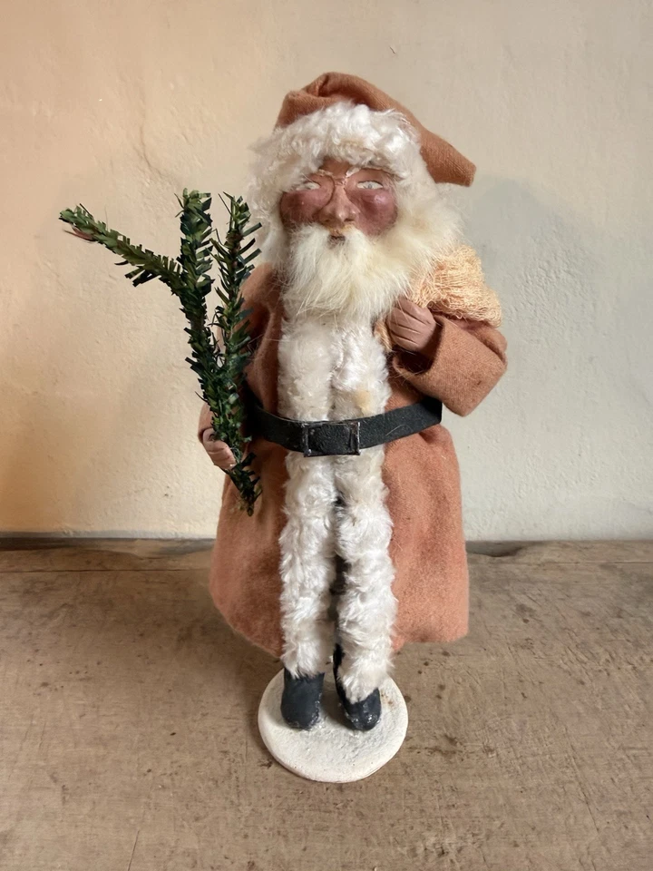 Old Artisan Handmade Reproduction Santa Belsnickel Candy Container Folk Art - Image 2 of 4