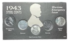 1943 Steel Lincoln Cent Set P-D-S Wartime Emergency Issue Original Display (#4)